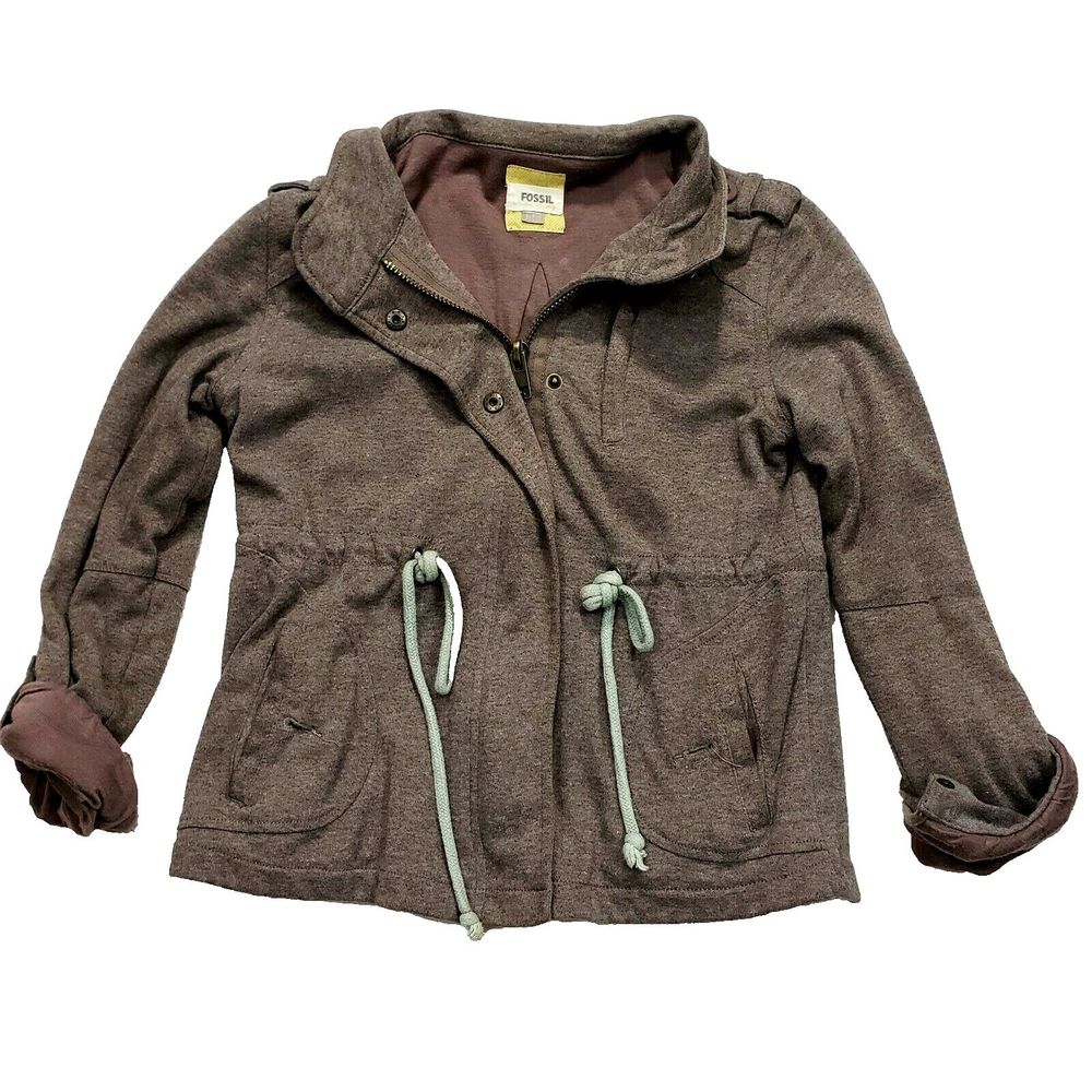 Fossil Womens Cotton Drawstring Jacket Size Small